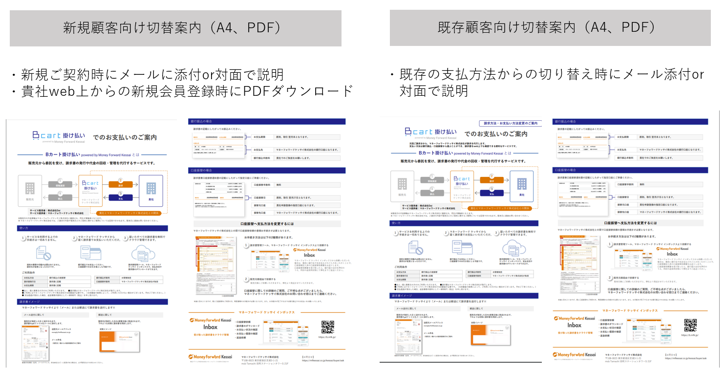 Bカート掛け払いにおける顧客（買い手さま）へのご案内方法とその内容 – マネーフォワード ケッサイ